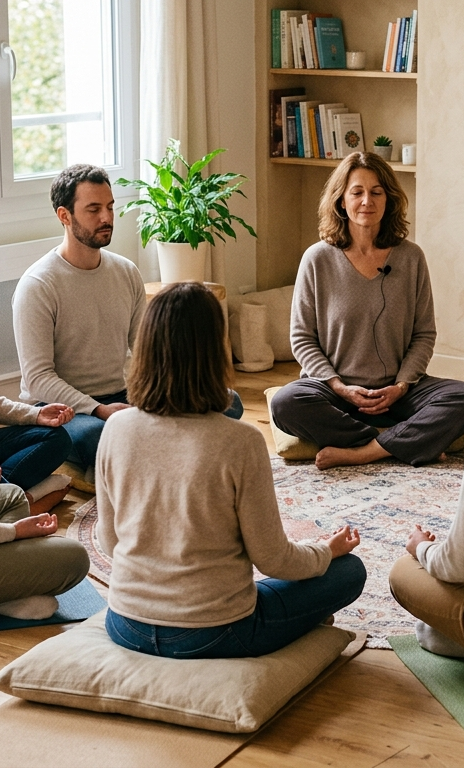 Photo d'un cours de sophrologie en groupe à Val d'Arc, en Savoie
