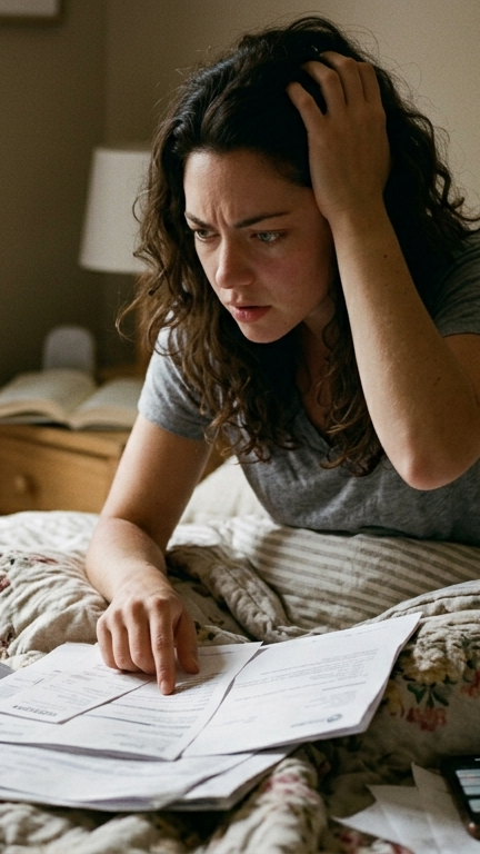 Photo d'une femme angoissées qui travaille sur ses crises d'angoisse grâce à la sophrologie